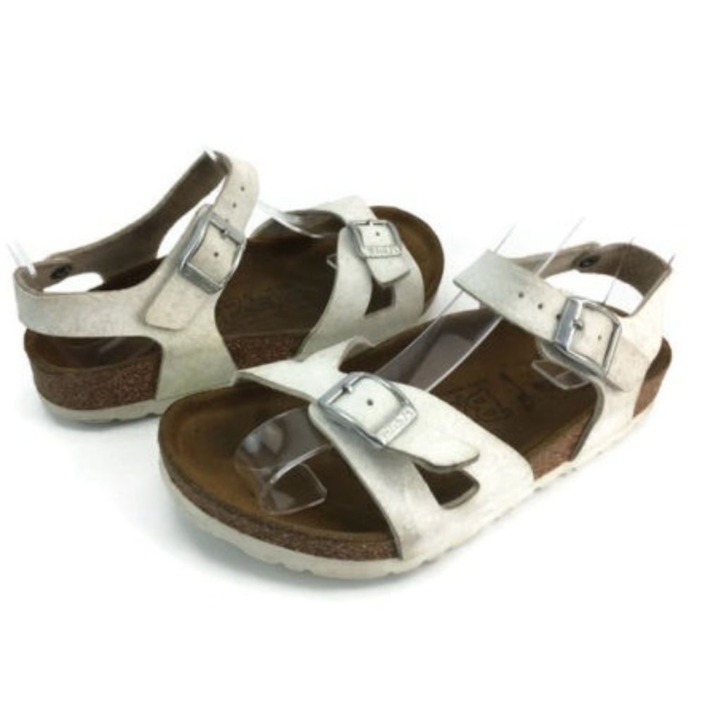 Birki's Girl's White Ankle Strap Sandals Size 13 C